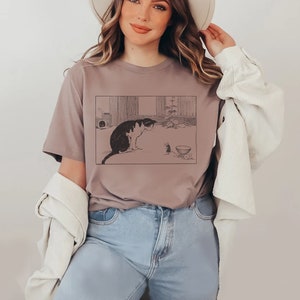 Cat Shirt Cottage Core Shirt Vintage Cat Shirt Cute Cat Shirt Academia Clothing Dark Cottagecore Indie clothes Cat Mom Shirt Instagram Shirt