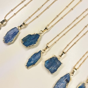 Raw Kyanite Necklace, Tiny Raw Crystal Pendant, Crystal Jewelry, Raw Crystal Necklace, Natural Crystals, Bridesmaid Gifts,