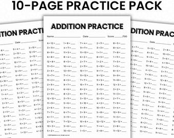 10 Printable Addition 1-12 Worksheets – Printable Math Drills (PDF Download)