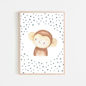 Monkey Print, Noah es Ark Kinderzimmer, Dschungel Kinderzimmer Druck, Baby Tier druckbar, Safari Kinderzimmer, Dschungel Wandkunst, Neutrales Spielzimmer Poster