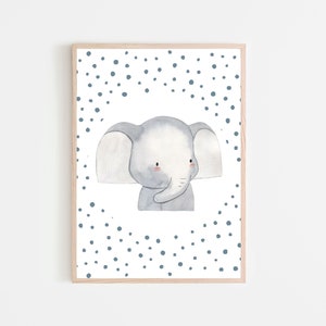 Elephant Print, Noah&#39;s Ark Nursery, Jungle Nursery Print, Baby Animal Printable, Safari Nursery, Jungle Wall Art, Neutral Playroom Poster