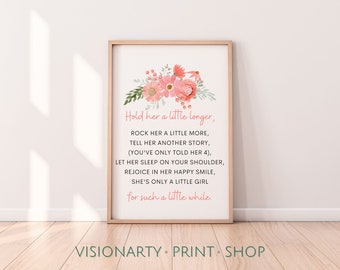 Hold Her A Little Longer Print, Girls Nursery Print, Boho Nursery Decor, Blush Nursery Print, Nursery Print, Girls Wall Art, Girls Room