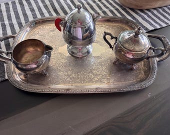 Vintage Collectible FB Rogers Silver Plated 5 Piece Tea Set With