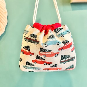 Sacchetto con coulisse natalizio - Piccola borsa regalo - Piccole cose - Sacchetti di cotone fatti a mano