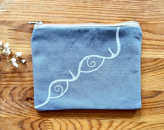 Small zippered pouch - Handmade gift for her - Cotton Canvas bag - Hand painted and hand sewn