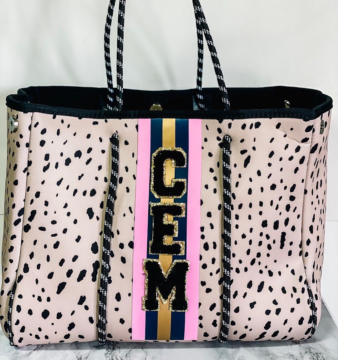 Black leopard neoprene tote shop