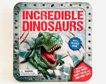 Incredible Dinosaurs Kit - 25 pieces T-Rex Model, Slimy Fossil, 24 page book and Mini Dino Toys • Age 5+