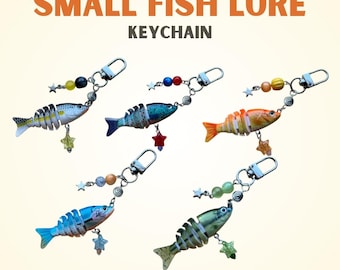 Llavero con forma de señuelo de pesca, mini colgante para bolso con forma de señuelo de pesca, regalo artesanal para pescadores, llavero para pescadores