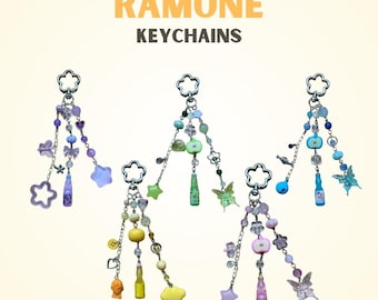 Ramune Keychain, Japanese Soda Bag Charm, Kawaii Beaded Keychain, Japanese Candy Aesthetic, Handmade Gift