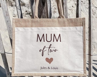 Sac cabas Maman en jute personnalisable