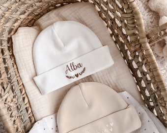 Bonnet de naissance 100% coton bio personnalisable (épais qualité supérieure)