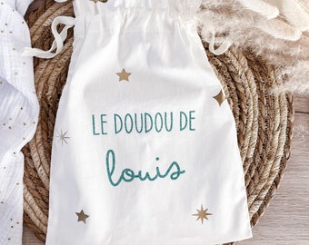 Pochon à doudou/ sac à doudou (crèche/ maternelle)  personnalisable (100% coton)