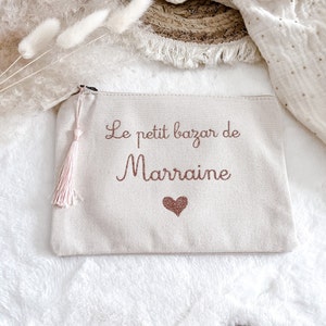 Personalized Godmother flat pouch in organic cotton