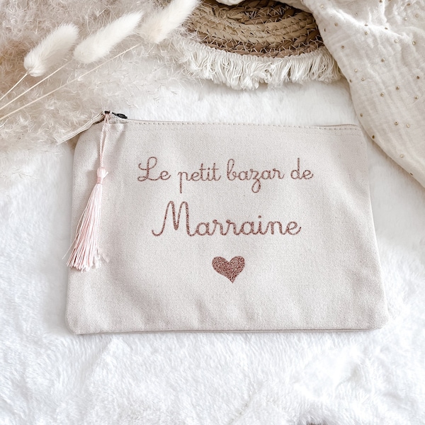 Pochette plate Marraine personnalisée en coton bio