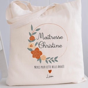 Tote bag maîtresse personnalisé / sac maîtresse personnalisé (cadeau maîtresse /Atsem/AESH/nounou/crèche fin d’année scolaire)