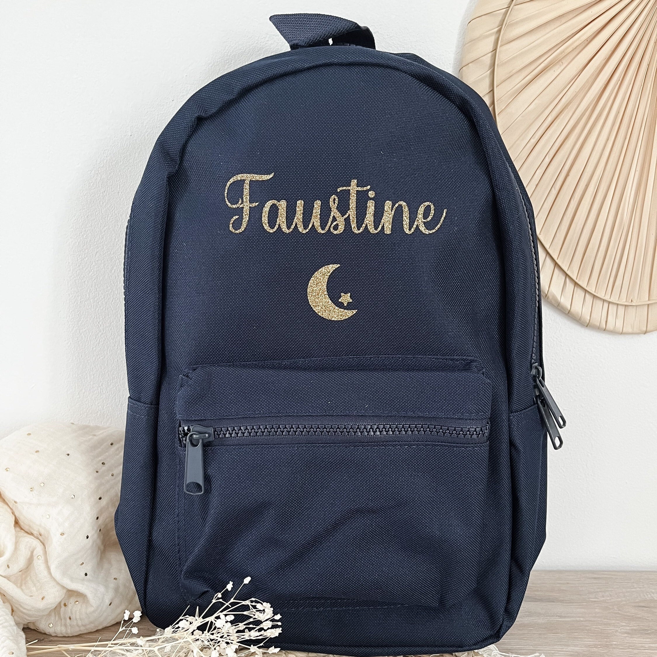 Sac à Dos Personnalisé Nom Enfant - Velours Côtelé, 28x12x40 Cm - Pour école, Voyage, Cadeau Personnalisé