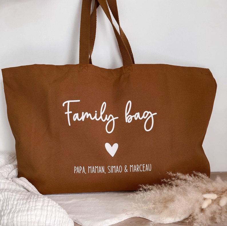 XXL Family Bag beach bag in customizable cotton Camel