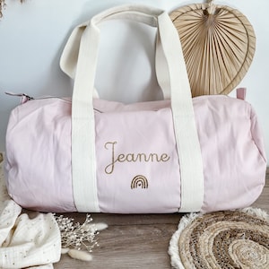 Personalized duffel bag 100% organic cotton pastel pink