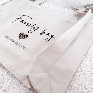 Sac cabas XL Family Bag cœur léopard en coton personnalisé tote bag image 5