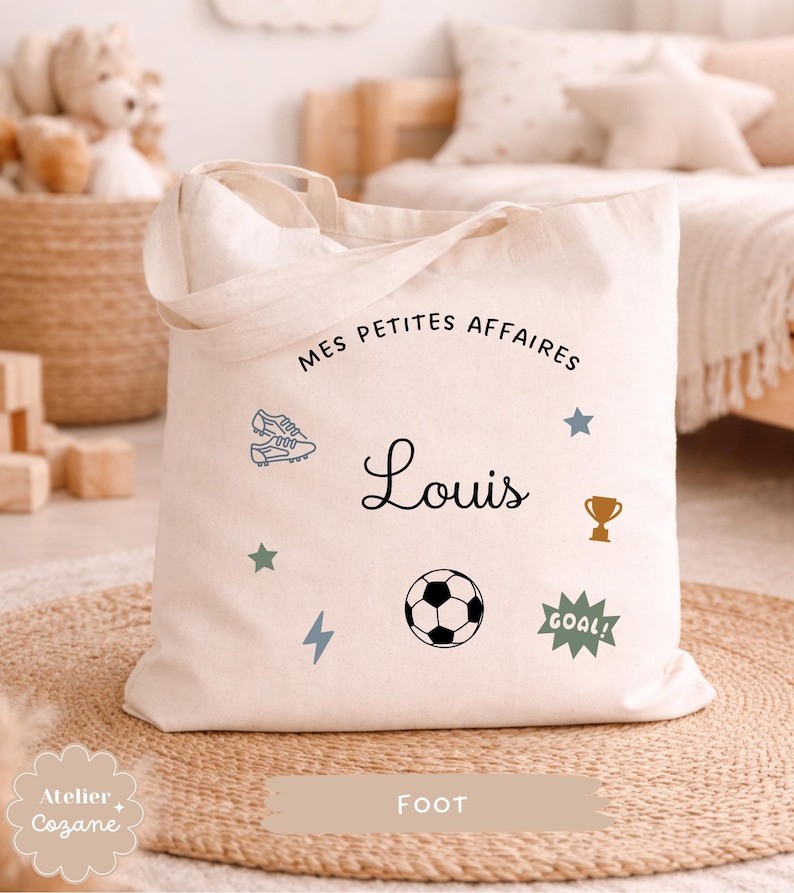 Personalized tote bag/child's name bag/small child's bag/library bag/gym bag/nursery or nanny bag/nap bag Foot