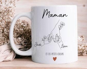 Mug Maman et ses petits coeurs/mug fête des mères