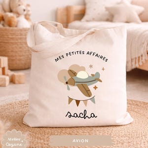 Personalized tote bag/child's name bag/small child's bag/library bag/gym bag/nursery or nanny bag/nap bag Avion