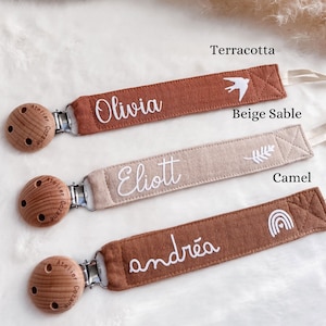 Personalized pacifier clip in cotton gauze image 6