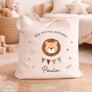 Personalized tote bag/child's name bag/small child's bag/library bag/gym bag/nursery or nanny bag/nap bag Lion 2
