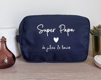 Personalized Papa navy blue toiletry bag