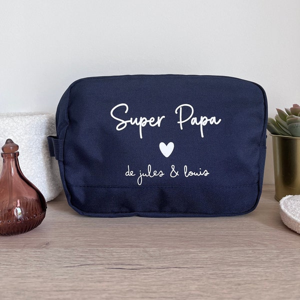 Trousse de toilette bleu marine Papa personnalisée