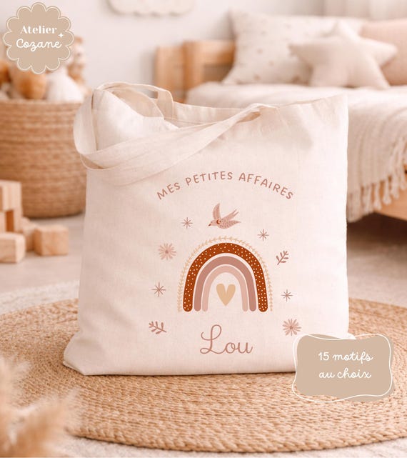 Tote bag personnalisé/sac prénom enfant/ petit sac enfant/ sac bibliothèque/ sac gym/sac crèche ou nounou/ sac affaire de sieste