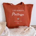 Large terracotta or sage green tote bag for Nanny/Teaching Assistant/Teacher, customizable / end-of-school-year gift product logo