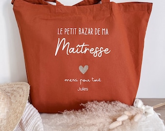 Grand tote bag Terracotta ou vert sauge Nounou/Atsem/Maîtresse