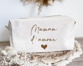 Trousse de toilette Maman en coton personnalisable