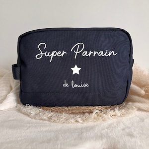 Trousse de toilette bleu marine Parrain personnalisée