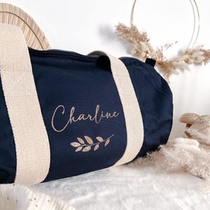 Sac polochon personnalisé 100% coton bio bleu marine
