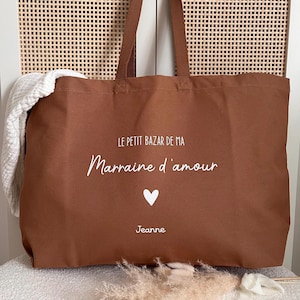 Sac Marraine/Parrain  personnalisé (format XXL en coton/ sac de plage/ annonce Marraine ou Parrain)