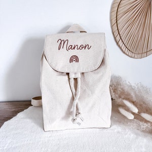 Sac à dos enfant en coton personnalisé maternelle Beige