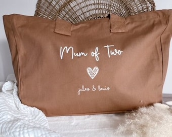 Sac cabas camel Mum Of en coton personnalisable