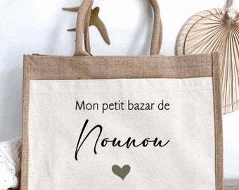 Grand Sac Cabas Plage/Courses "Ça N'existe Pas" - Coton & Toile De Jute Vintage, Idée Cadeau Femme Éco-responsable