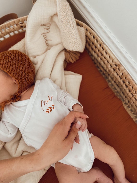 Body croise prenom en coton bio personnalisable 0 3 mois Etsy Osterreich