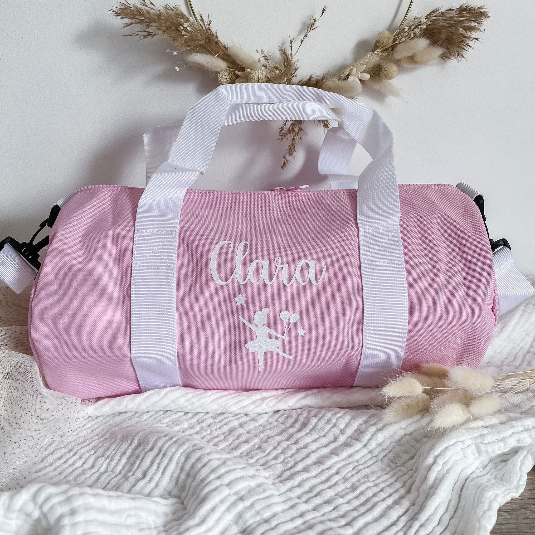 Sac De Danse Personnalisable Pour Enfants - Grand Sac Fourre-tout Rose Dentelle, Imperméable, 30x19x18 Cm