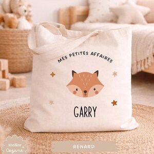 Personalized tote bag/child's name bag/small child's bag/library bag/gym bag/nursery or nanny bag/nap bag Renard