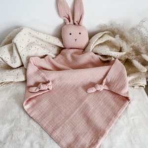 Edredón de conejo en gasa de algodón para personalizar Rose poudré