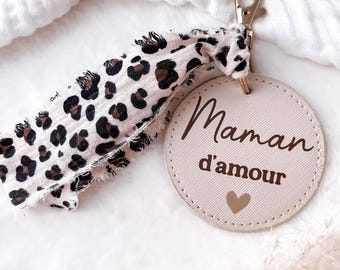 Personalized Leopard Mom Keychain / Mother's Day Gift