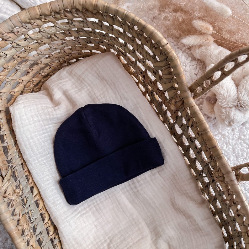 Customizable 100% cotton birth cap Bleu marine