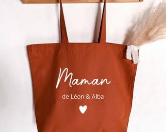 Grand tote bag Terracotta Maman personnalisable /cadeau fête des mères