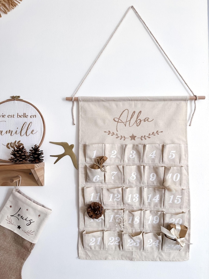 Calendrier de l'avent en coton personnalisé