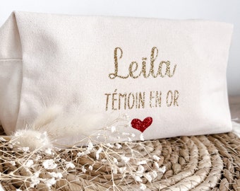 Trousse de toilette Témoin en coton personnalisable (Mariage)