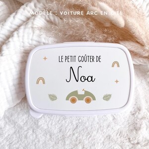 Personalized lunch box (back to school) Voiture arc en ciel